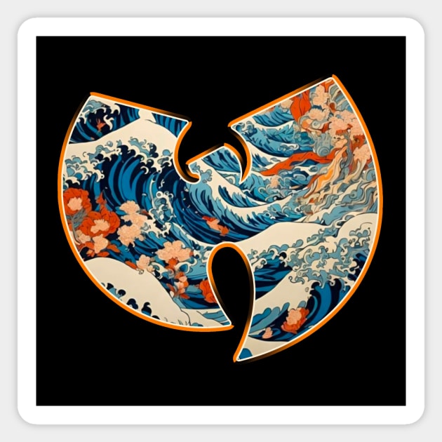 wutang - with japanese beach waves Sticker by Moza Design